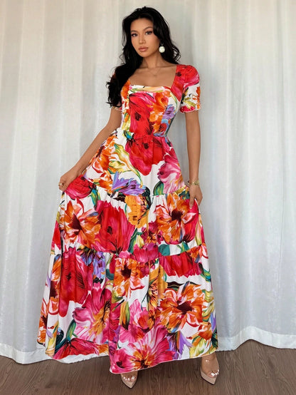 Rafferiza Women's Elegant Embroidery Print Dress