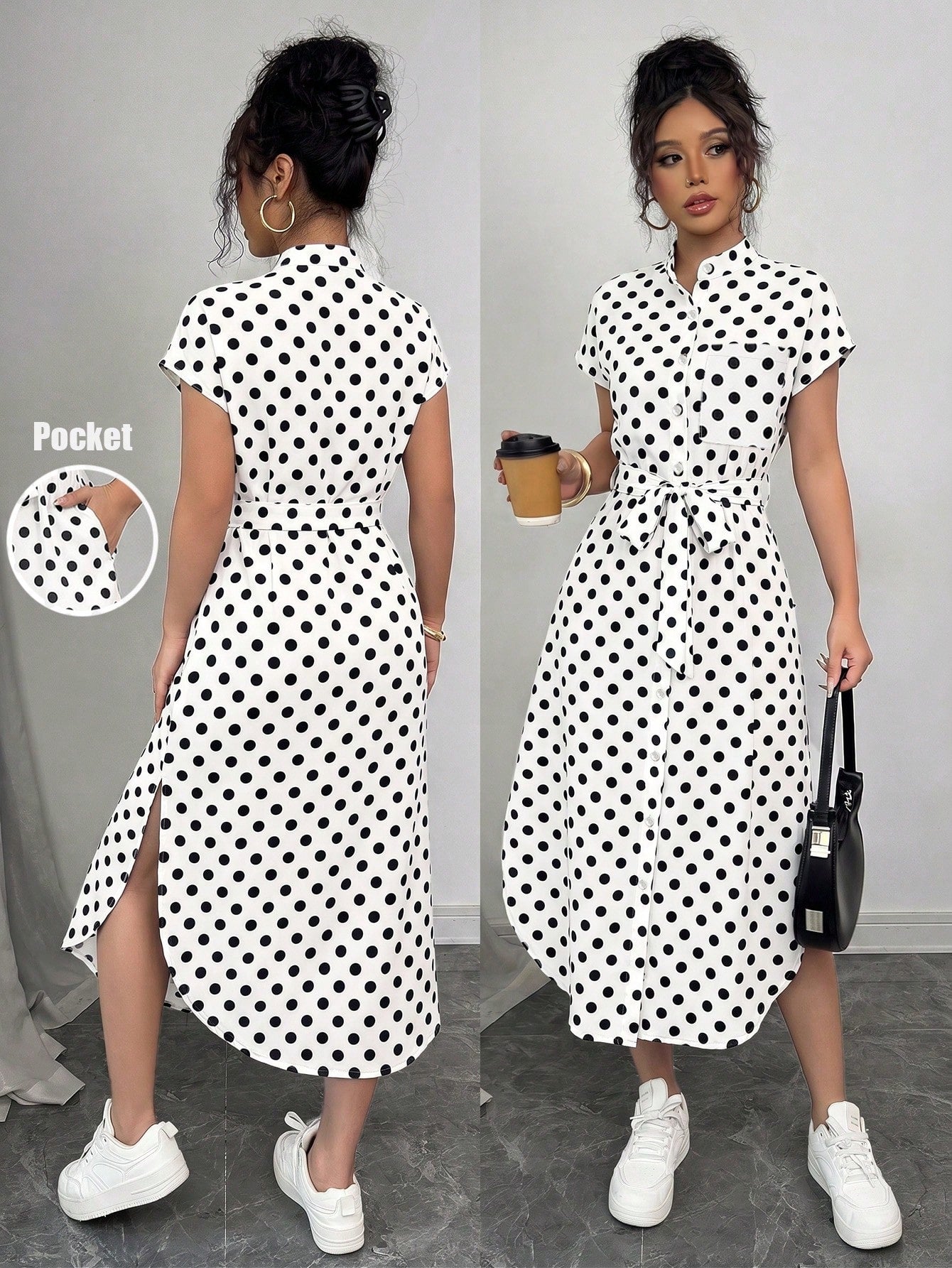 Raffinéa Women's Casual Vacation Travel Leopard Print Front Button Shirt Belt Bow Pocket Side Slits 2025 Summer New Short Sleeve Long Dress