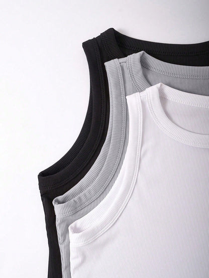 Raffinéa Women's Solid Color Round Neck Casual Tank Top For Summer