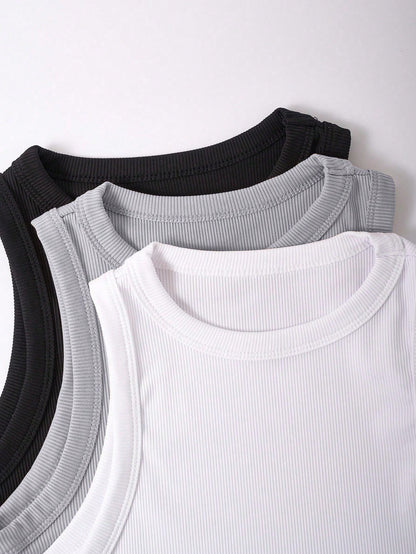 Raffinéa Women's Solid Color Round Neck Casual Tank Top For Summer