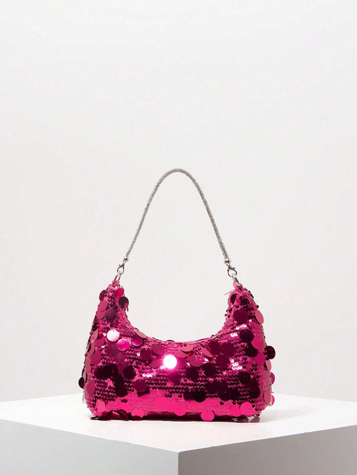 (Random Pattern) Sequin Shoulder Bag, Elegant Women's Handbag, Evening Party Outfit, Ball Bag And Accessories, Wedding Supplies, Women's Gift