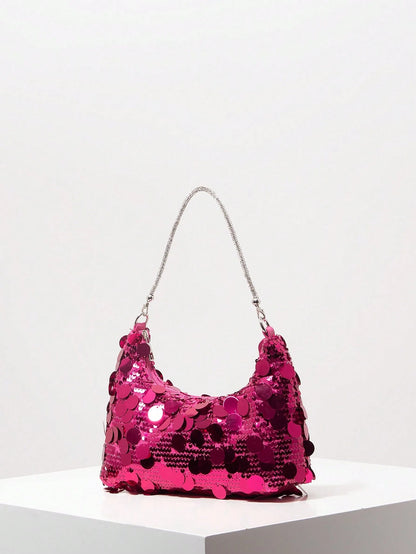 (Random Pattern) Sequin Shoulder Bag, Elegant Women's Handbag, Evening Party Outfit, Ball Bag And Accessories, Wedding Supplies, Women's Gift