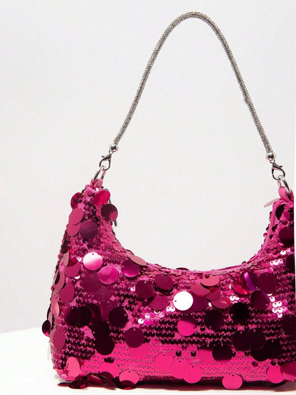 (Random Pattern) Sequin Shoulder Bag, Elegant Women's Handbag, Evening Party Outfit, Ball Bag And Accessories, Wedding Supplies, Women's Gift