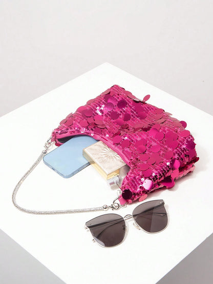 (Random Pattern) Sequin Shoulder Bag, Elegant Women's Handbag, Evening Party Outfit, Ball Bag And Accessories, Wedding Supplies, Women's Gift