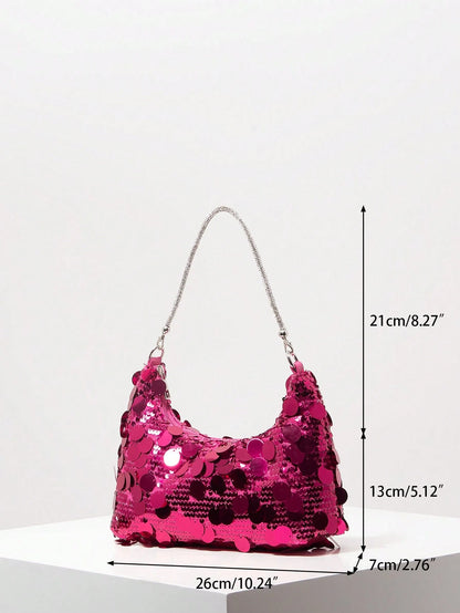 (Random Pattern) Sequin Shoulder Bag, Elegant Women's Handbag, Evening Party Outfit, Ball Bag And Accessories, Wedding Supplies, Women's Gift