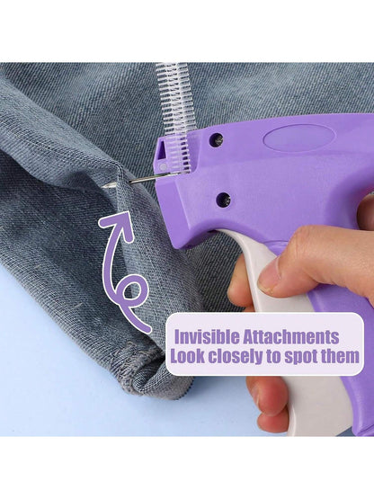 Rapid Garment Repair Tool, Sewing Machine Presser Foot, Quilting Gun, Mini Sewing Gun, Micro Garment Edging Gun, Micro Garment Label Sewing Tool (Includes 500 White And 500 Black Glue Pins)