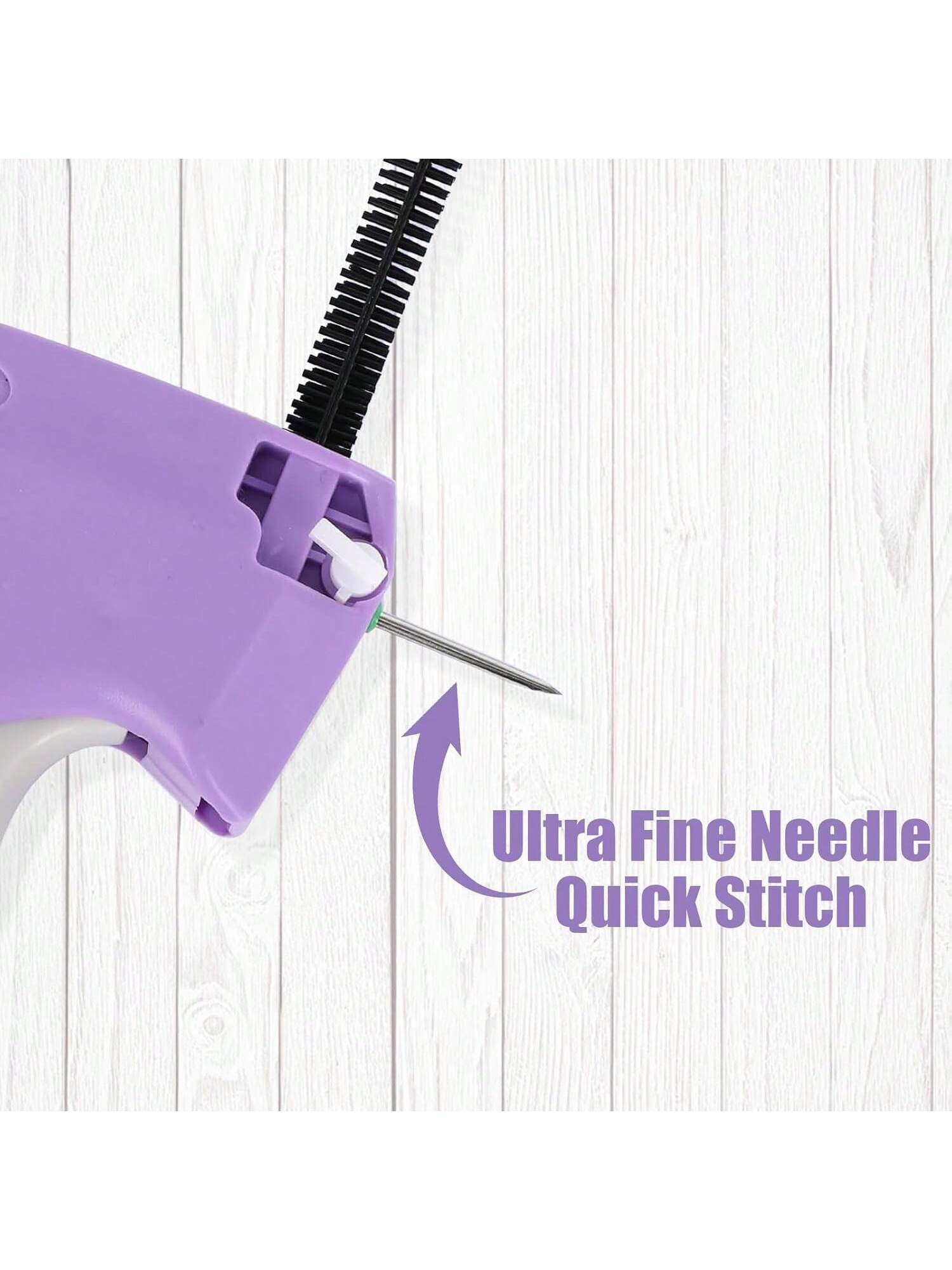 Rapid Garment Repair Tool, Sewing Machine Presser Foot, Quilting Gun, Mini Sewing Gun, Micro Garment Edging Gun, Micro Garment Label Sewing Tool (Includes 500 White And 500 Black Glue Pins)