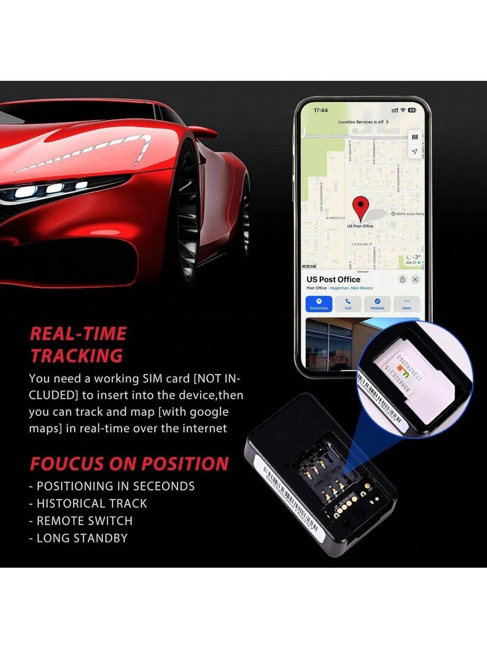 [Real-Time GPS Tracker] Real-Time Mini GPS Tracker For Vehicles- No Monthly Fee Wireless Hidden GPS Trackers Device For Car With Smart Phone App