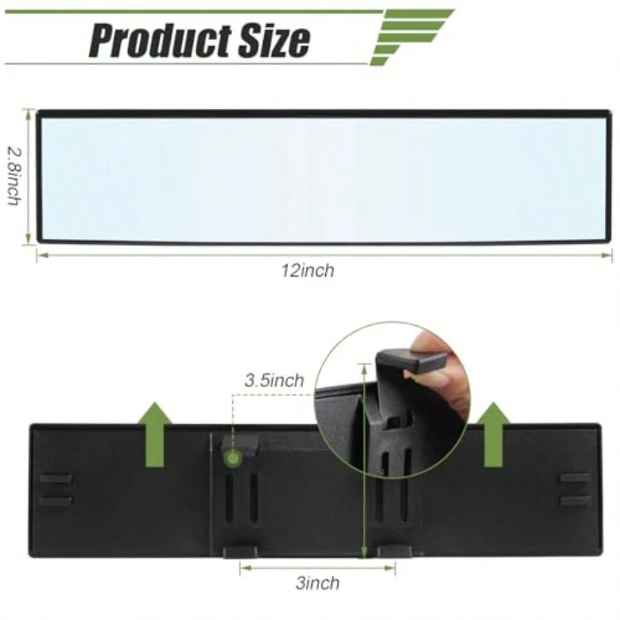 Rear View Mirror 12 Inch Universal Wide Angle Rear View Mirror Accessories Panoramic Convex Clip-On For Cars SUVs Trucks Vehicles