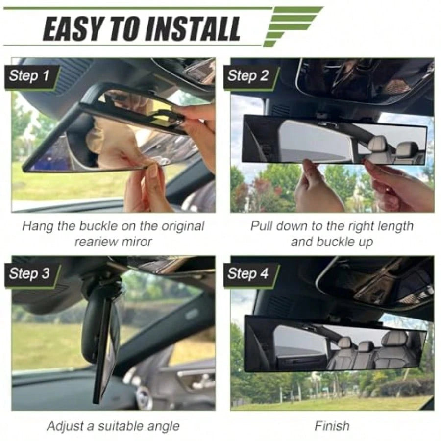 Rear View Mirror 12 Inch Universal Wide Angle Rear View Mirror Accessories Panoramic Convex Clip-On For Cars SUVs Trucks Vehicles