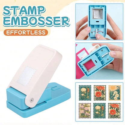 Rectangular/Square Postage Stamp Shape Craft Hole Punch, Scalloped Edge Paper Punch For Card Making, Scrapbooking, DIY, Portable Lever Action Puncher