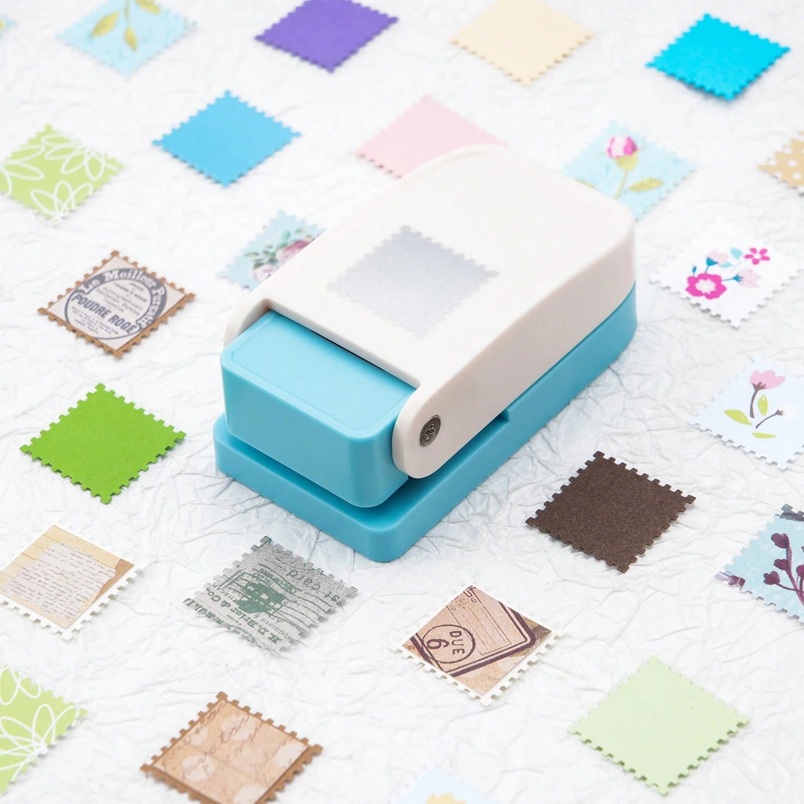 Rectangular/Square Postage Stamp Shape Craft Hole Punch, Scalloped Edge Paper Punch For Card Making, Scrapbooking, DIY, Portable Lever Action Puncher