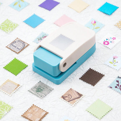 Rectangular/Square Postage Stamp Shape Craft Hole Punch, Scalloped Edge Paper Punch For Card Making, Scrapbooking, DIY, Portable Lever Action Puncher