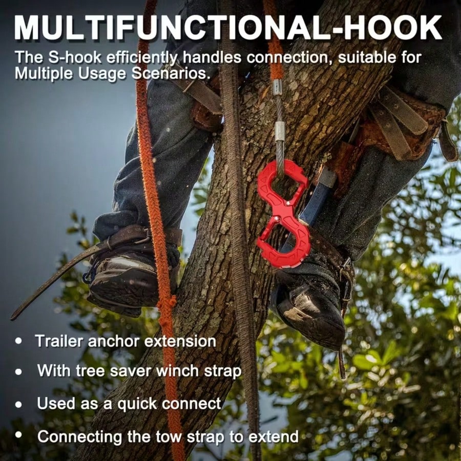 Red S-Hook Tow Hitch Heavy-Duty G80 Alloy Steel 33,000-Pound Tow Hitch Capacity S-Hook Tow Hitch For Off-Road Recovery, Trucks, Trailers, SUVs, And Other Vehicles Meets The Needs Of All Vehicle Owners