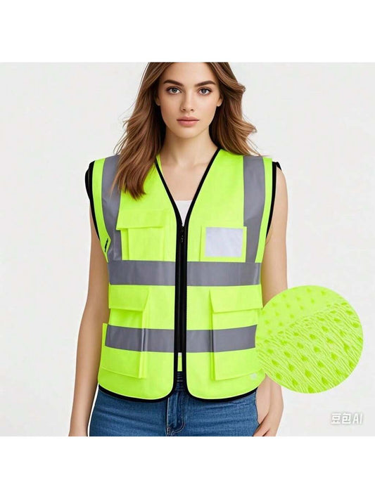 Reflective Vest, High Visibility, Blank, XXXL, Motorcycle Jacket Vest, Fluorescent Signal, Unisex