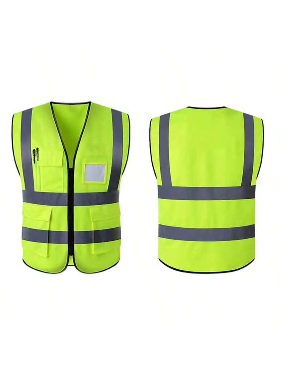 Reflective Vest, High Visibility, Blank, XXXL, Motorcycle Jacket Vest, Fluorescent Signal, Unisex