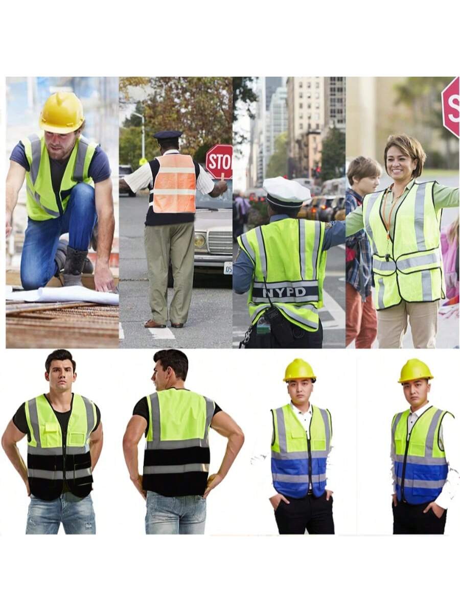 Reflective Vest, High Visibility, Blank, XXXL, Motorcycle Jacket Vest, Fluorescent Signal, Unisex