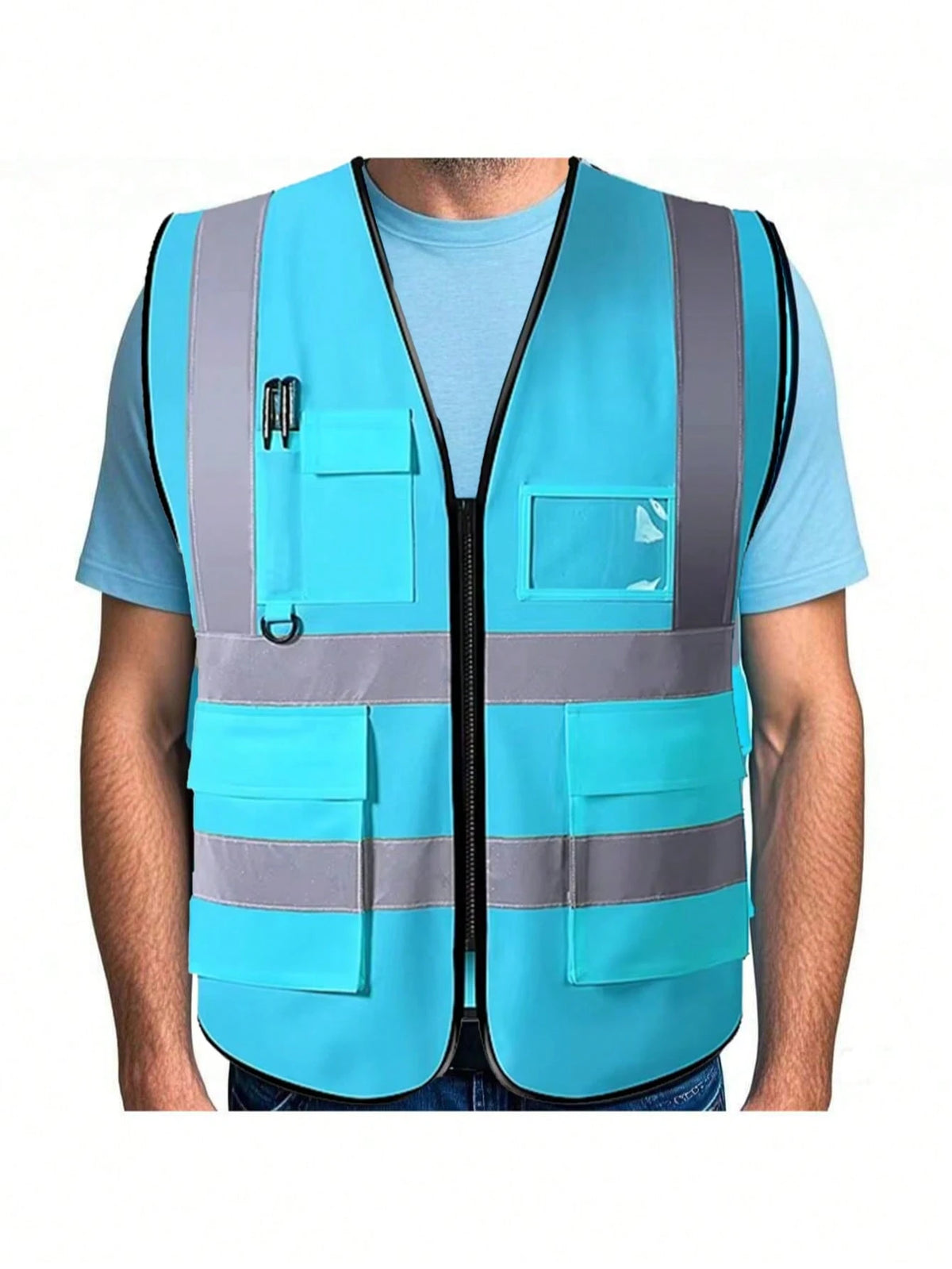 Reflective Vest, High Visibility, Blank, XXXL, Motorcycle Jacket Vest, Fluorescent Signal, Unisex