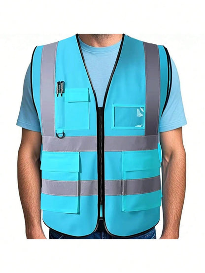 Reflective Vest, High Visibility, Blank, XXXL, Motorcycle Jacket Vest, Fluorescent Signal, Unisex