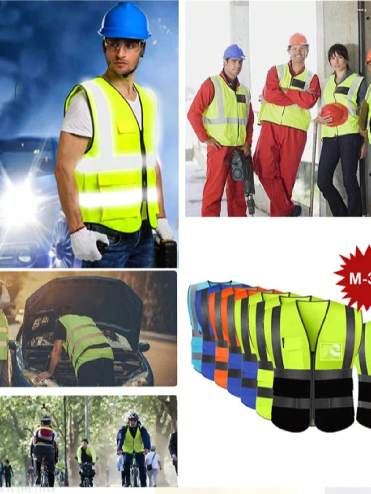 Reflective Vest, High Visibility, Blank, XXXL, Motorcycle Jacket Vest, Fluorescent Signal, Unisex