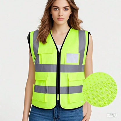 Reflective Vest, High Visibility, Blank, XXXL, Motorcycle Jacket Vest, Fluorescent Signal, Unisex