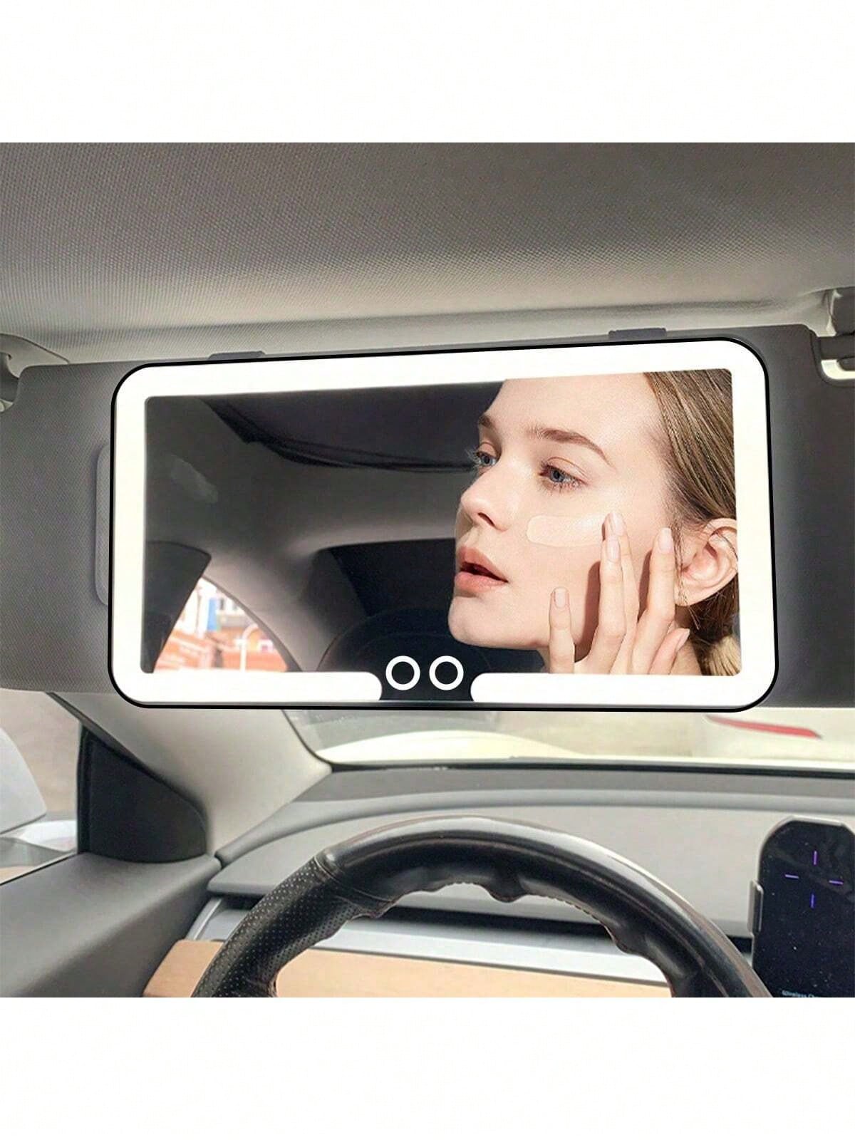 Reletech Fccemc Super Thin LED Car Vanity Mirror, High Definition Makeup Mirror, Sun Visor Mounted Makeup Mirror With USB Charging, Dimmable Touch Screen, For Ladies