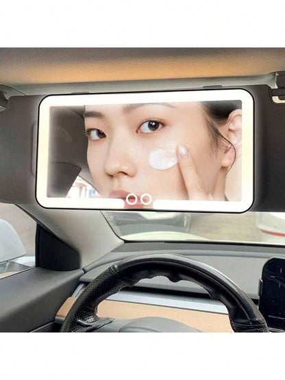 Reletech Fccemc Super Thin LED Car Vanity Mirror, High Definition Makeup Mirror, Sun Visor Mounted Makeup Mirror With USB Charging, Dimmable Touch Screen, For Ladies