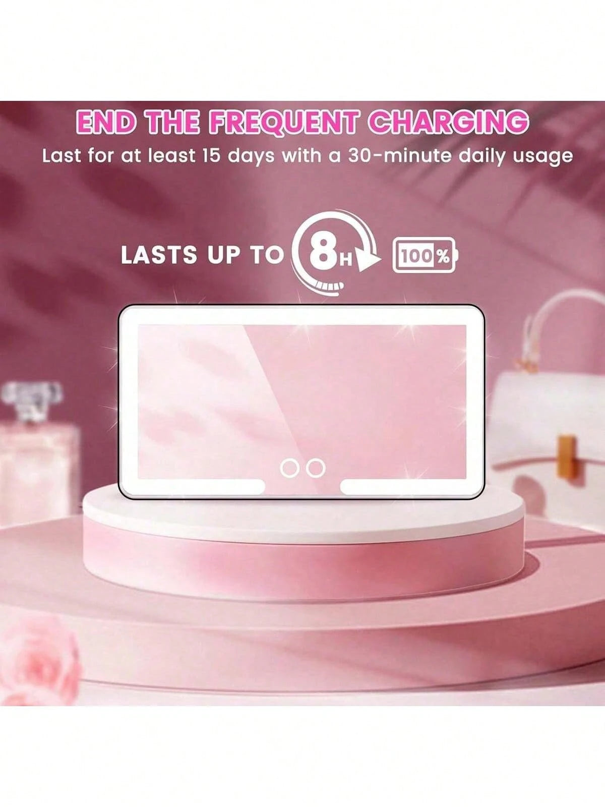 Reletech Fccemc Super Thin LED Car Vanity Mirror, High Definition Makeup Mirror, Sun Visor Mounted Makeup Mirror With USB Charging, Dimmable Touch Screen, For Ladies