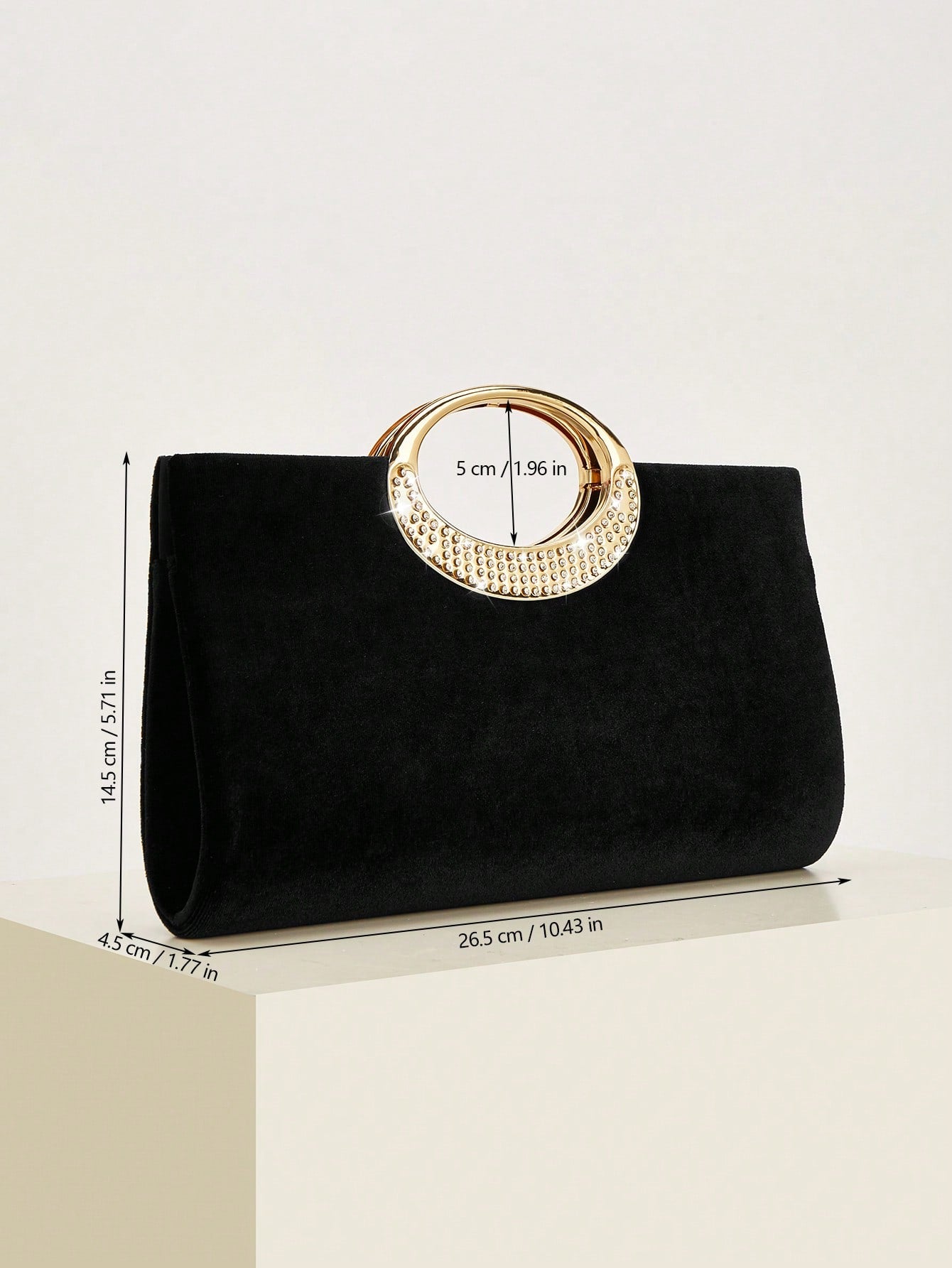 REMANLAND 1pc Fashionable Elegant Velvet Clutch Bag, Sparkling Metal Decor Evening Bag, With Detachable Metal Chain Strap, Can Be Carried As Shoulder Bag Or Crossbody, Suitable For Weddings, Parties
