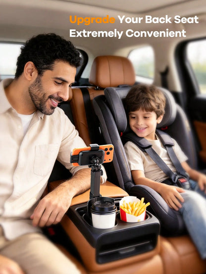 REMAX 2-In-1 Car Cup Holder Expander With Phone Mount, Extendable Multi-Angle Arm, Adjustable Height, Stable No-Shake Design, Fits 3.37-3.7 Inch Cup Holders, 1-Second Setup, For Cars, Treadmills & Gol