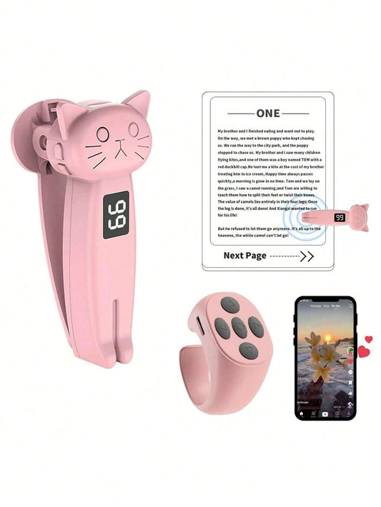 Remote Page Turner, Compatible With Kindle Paperwhite Oasis And Other E-Book Readers, Camera Remote With Video Recording Function, Compatible With IPad And Android Tablets (Pink), Suitable For Summer
