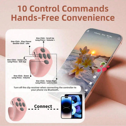 Remote Page Turner, Compatible With Kindle Paperwhite Oasis And Other E-Book Readers, Camera Remote With Video Recording Function, Compatible With IPad And Android Tablets (Pink), Suitable For Summer
