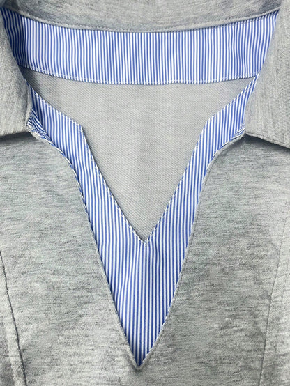 Resyla Women's Casual Striped Patchwork Top, Suitable For Commuting, Daily Wear And Home