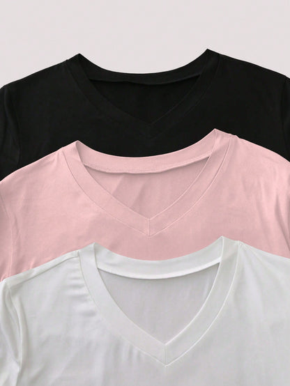 Resyla Women's Casual Versatile Solid Color T-Shirt, Summer Short Sleeve Top