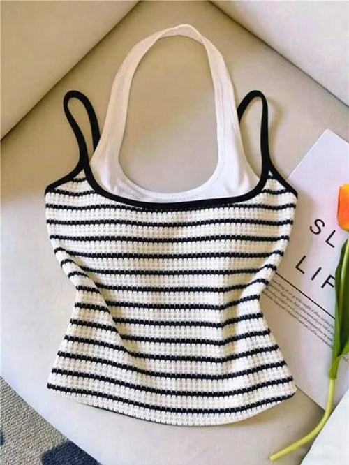 Resyla Women's Fashion Casual 2 In 1 Halter Neck Top