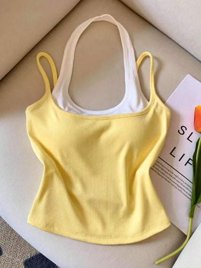 Resyla Women's Fashion Casual 2 In 1 Halter Neck Top
