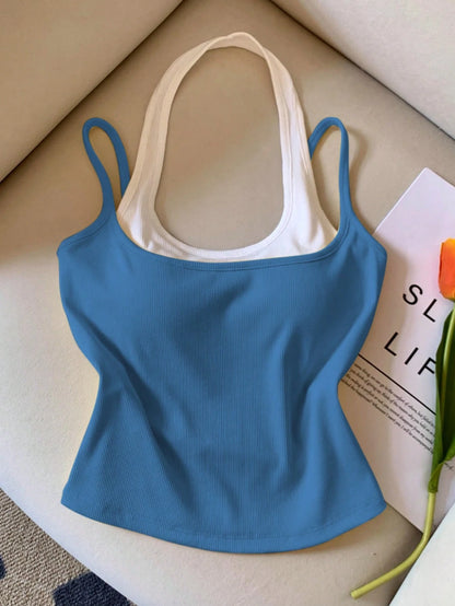 Resyla Women's Fashion Casual 2 In 1 Halter Neck Top