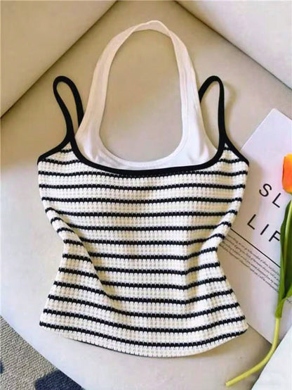 Resyla Women's Fashion Casual 2 In 1 Halter Neck Top