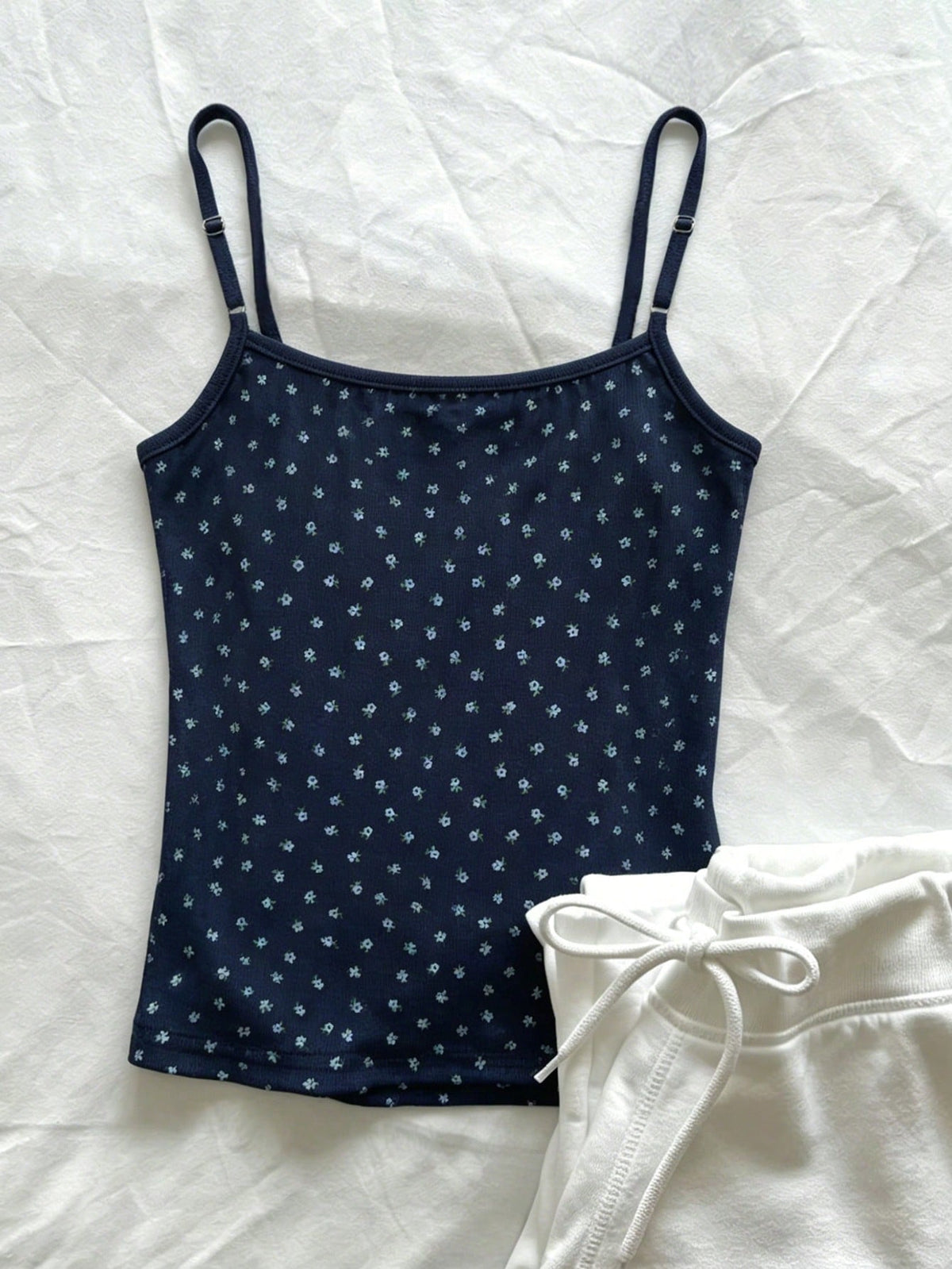 Resyla Women's Lace Patchwork Bow Decor All-Over Print Casual Versatile Daily Outing Camisole Tank Top