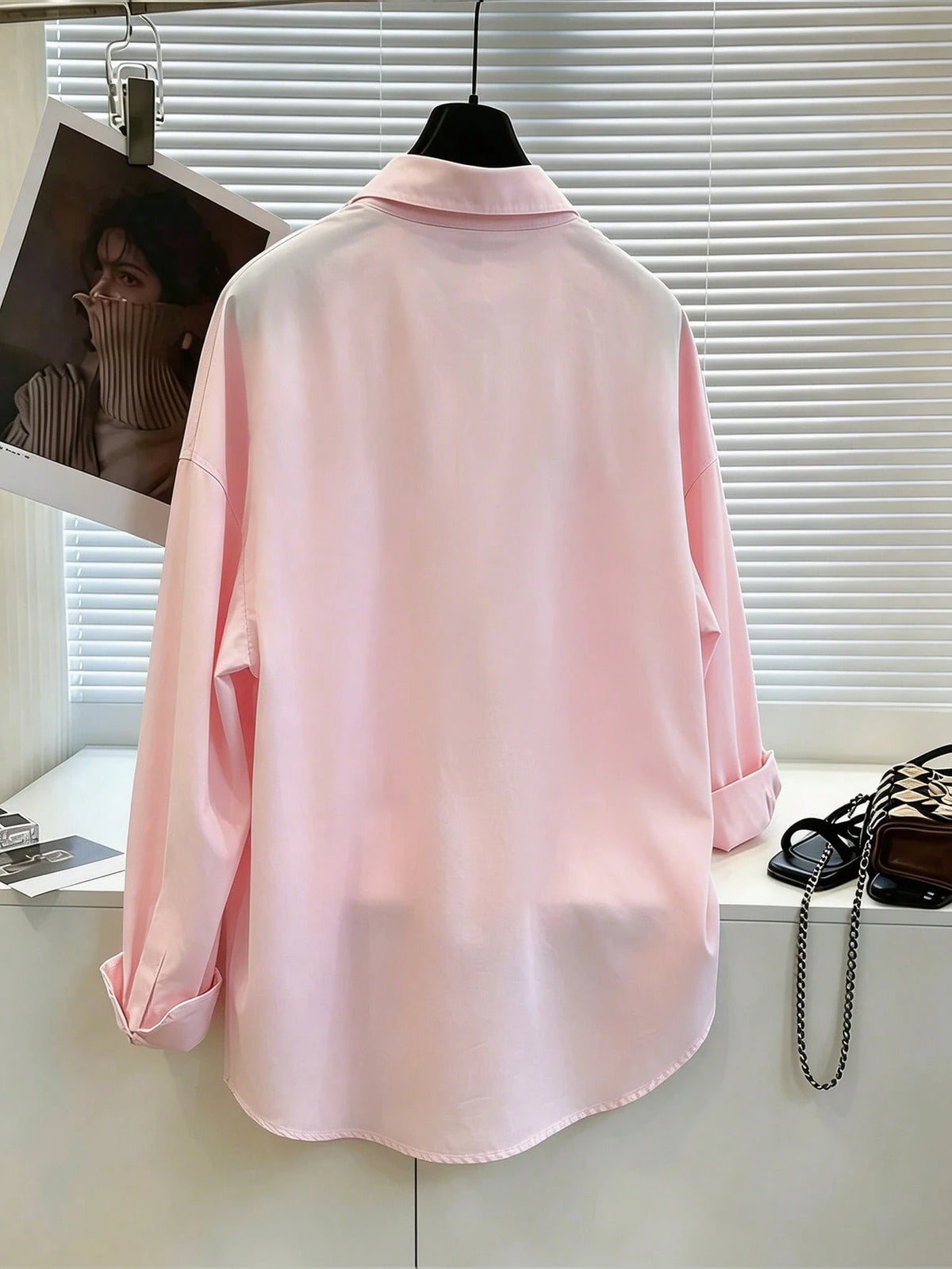 Resyla Women's Rhinestone Print Single-Breasted Casual Versatile Daily Wear Blouse