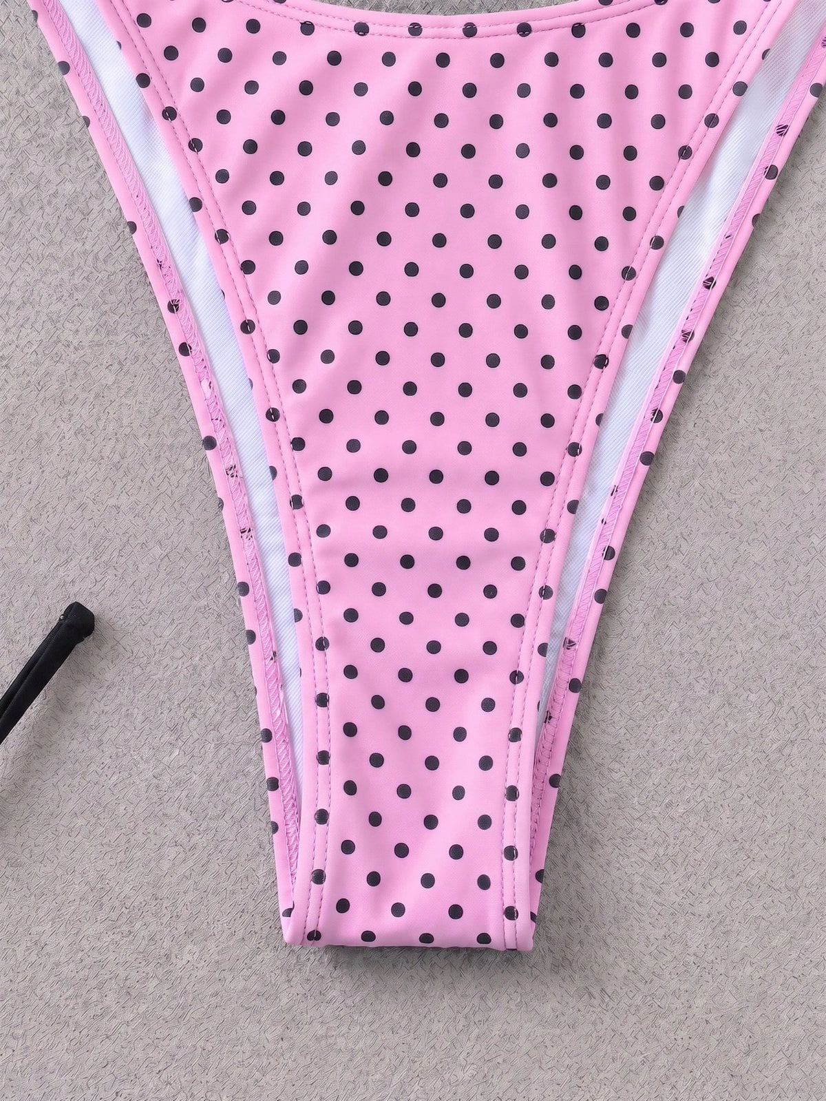 Retro Pink & Black Polka Dot Strap Tie Bikini Set, Sexy Push-Up High Waist Fitted 2-Piece Swimsuit, Suitable For Women Summer Vacation