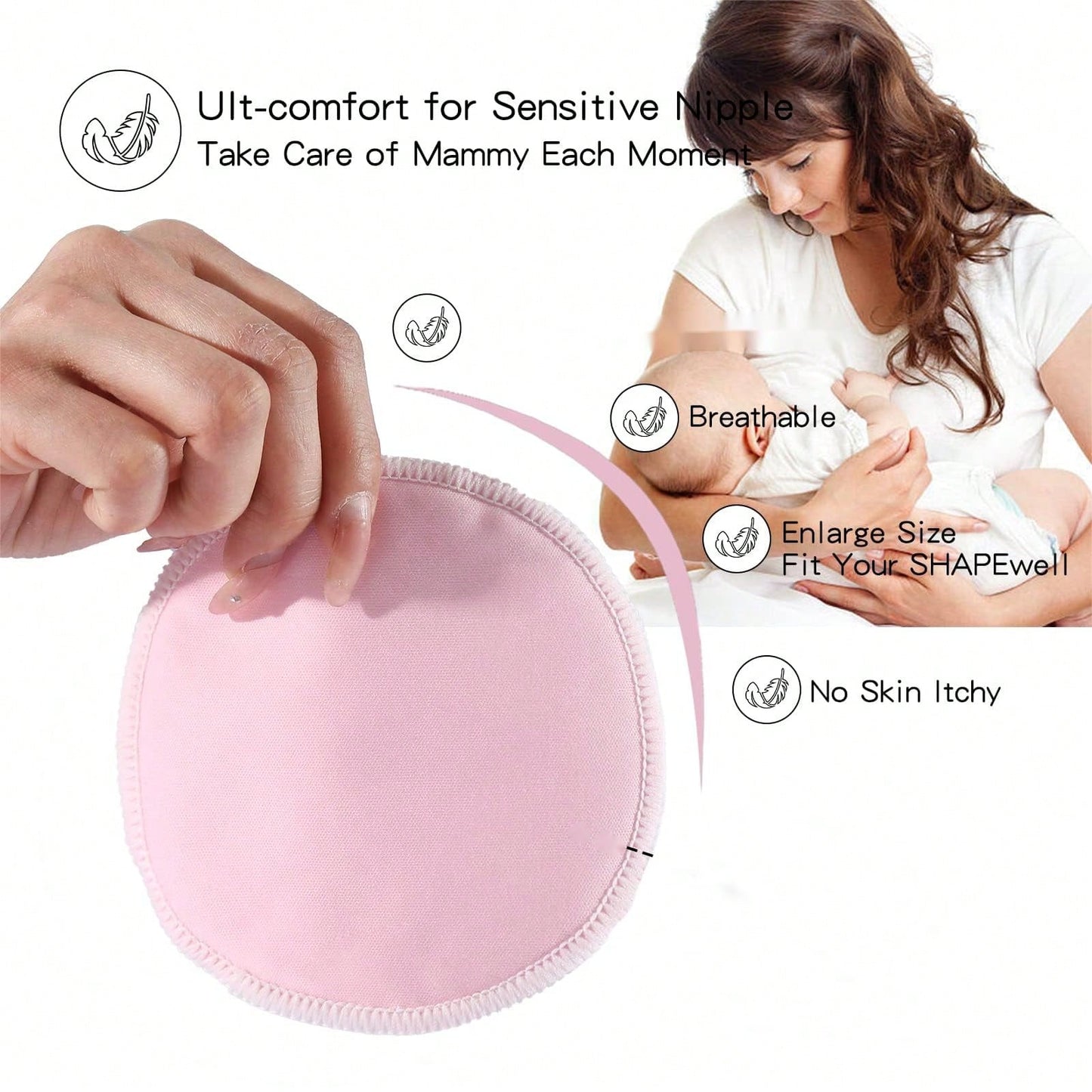 Reusable Nursing Pads Washable Breast Pads For Leaking Milk- Super Absorbent Nursing Pads Nursing Nipple Pads (Large 4.7")