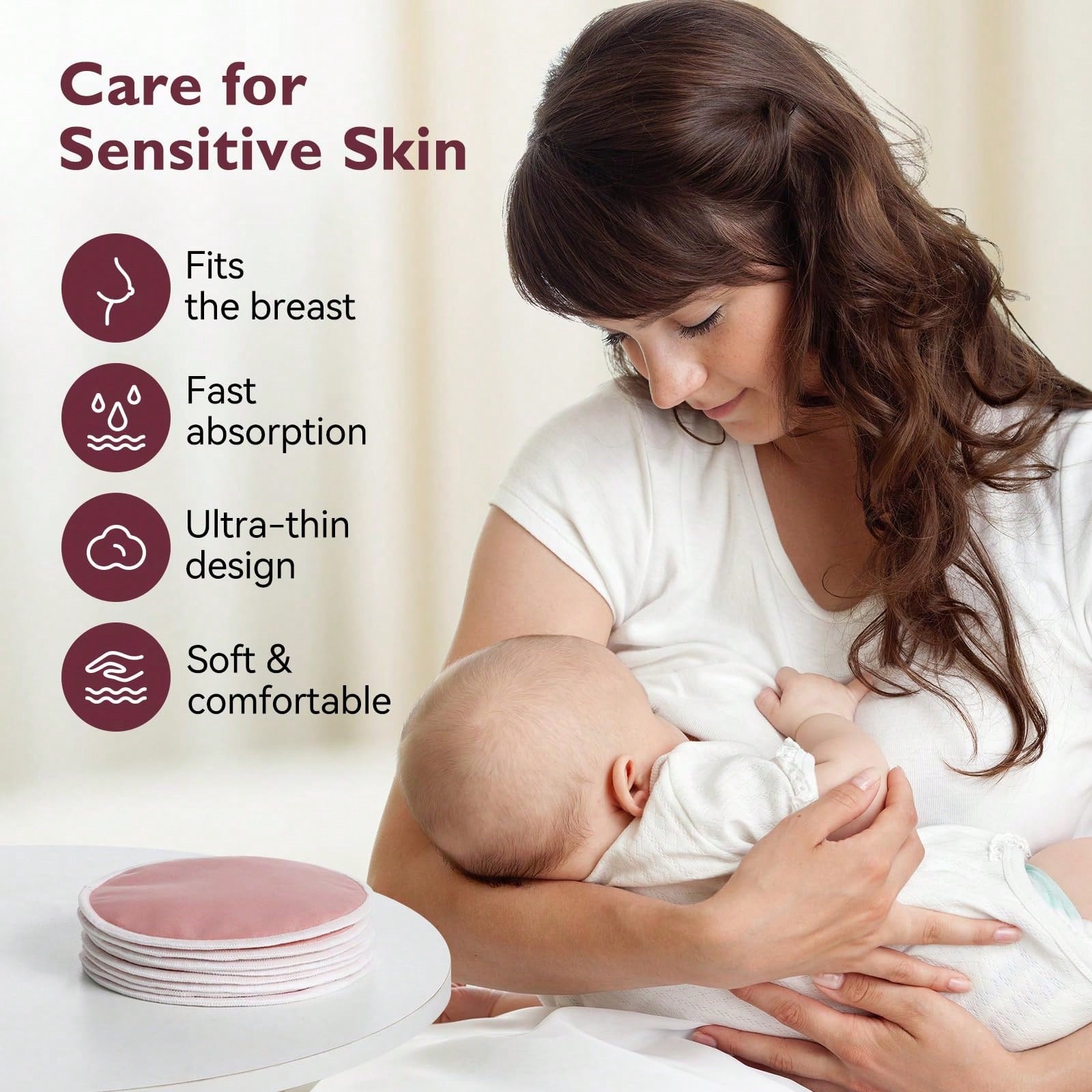 Reusable Nursing Pads Washable Breast Pads For Leaking Milk- Super Absorbent Nursing Pads Nursing Nipple Pads (Large 4.7")