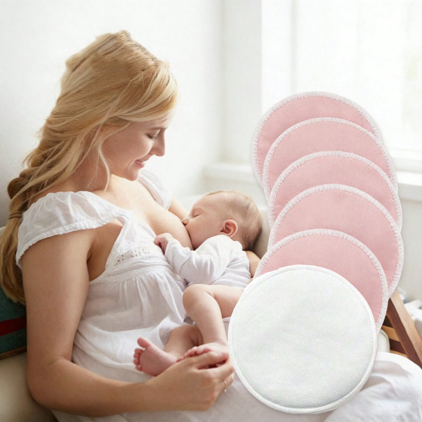 Reusable Nursing Pads Washable Breast Pads For Leaking Milk- Super Absorbent Nursing Pads Nursing Nipple Pads (Large 4.7")