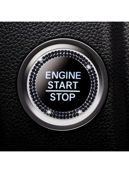 Rhinestone Decor Car One-button Start Sticker