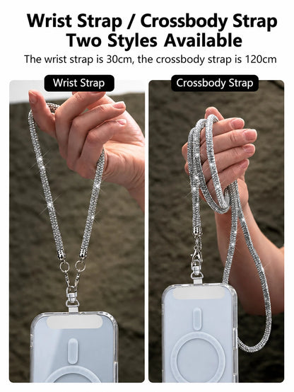 Rhinestone Phone Lanyard Wrist Strap Anti-Loss Rope For Women, Super Beautiful Full Rhinestone Neck Chain, New Luxury Rhinestone Embedded High-End Anti-Drop Phone Case Lanyard, Crossbody Wearable Spar
