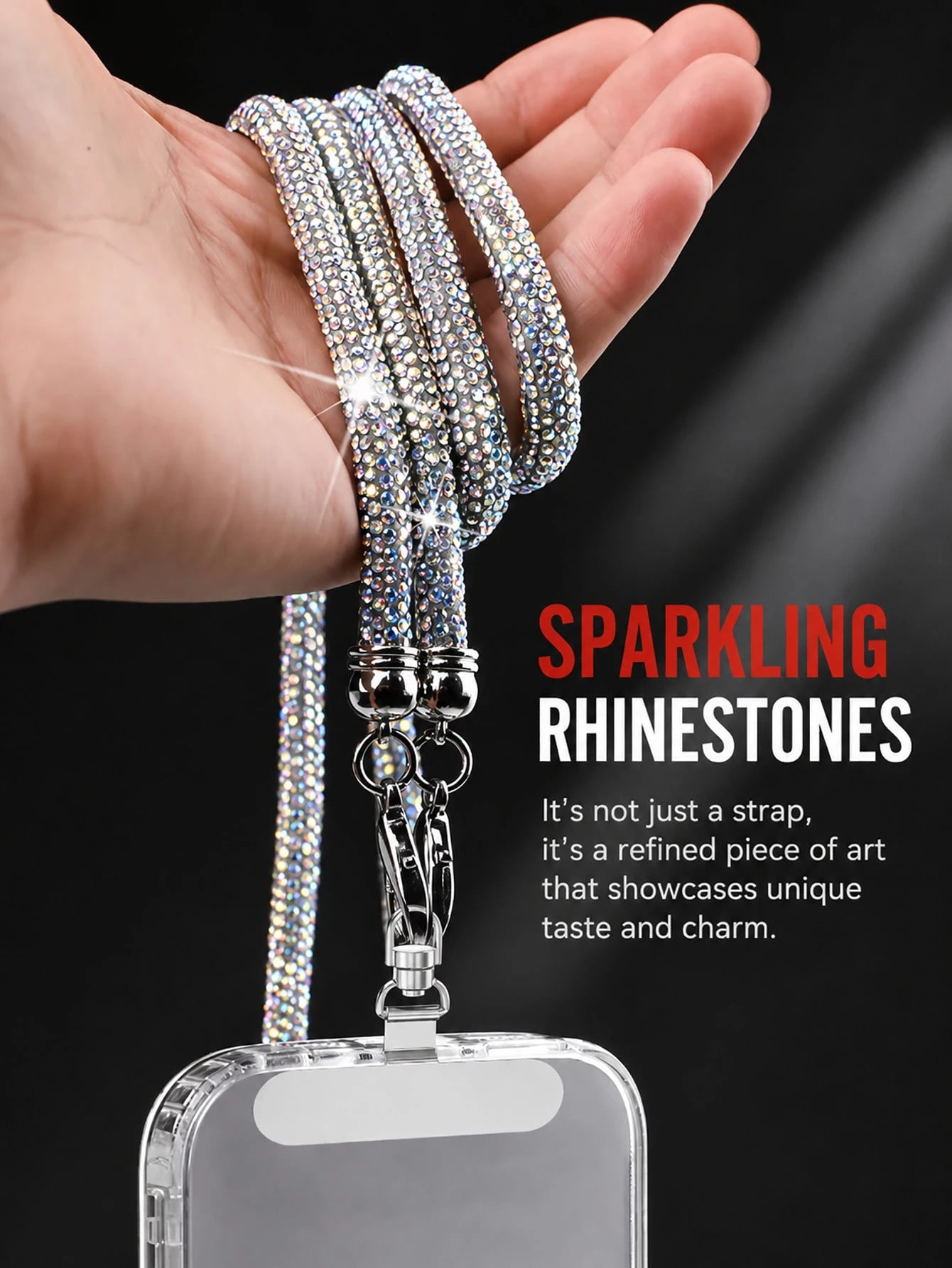 Rhinestone Phone Lanyard Wrist Strap Anti-Loss Rope For Women, Super Beautiful Full Rhinestone Neck Chain, New Luxury Rhinestone Embedded High-End Anti-Drop Phone Case Lanyard, Crossbody Wearable Spar