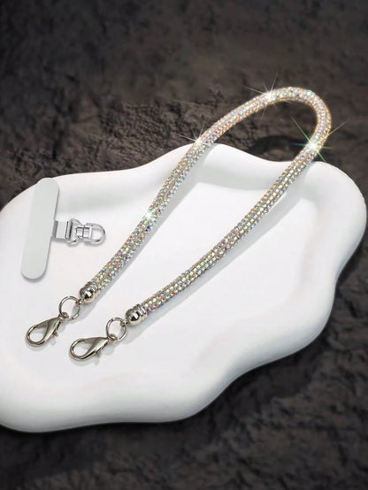 Rhinestone Phone Lanyard Wrist Strap Anti-Loss Rope For Women, Super Beautiful Full Rhinestone Neck Chain, New Luxury Rhinestone Embedded High-End Anti-Drop Phone Case Lanyard, Crossbody Wearable Spar