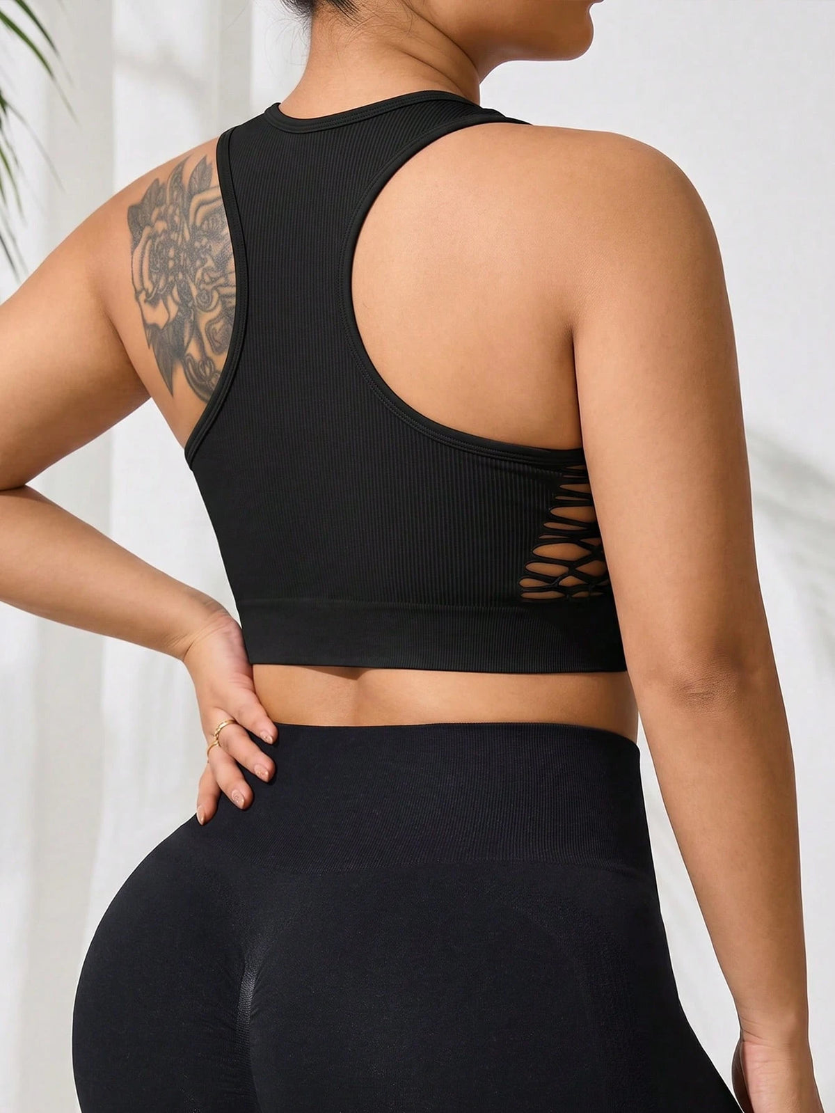 Rhythm Era Plus Size Women Solid Color Hollow Out Design Casual Fitness Sports Tank Top