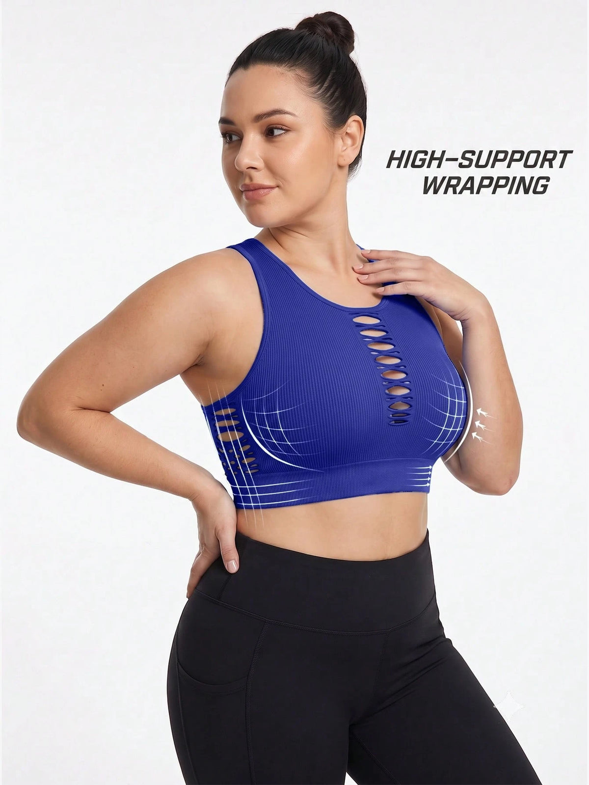 Rhythm Era Plus Size Women Solid Color Hollow Out Design Casual Fitness Sports Tank Top